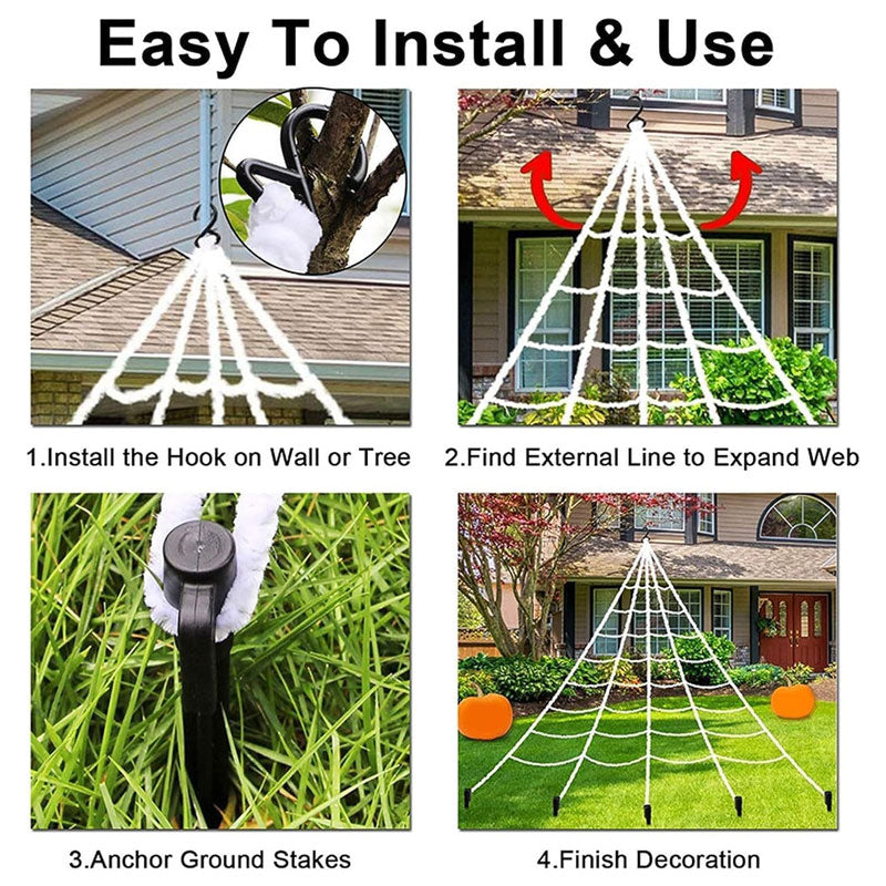 🕷️💡Halloween Glowing Triangle Spider Web