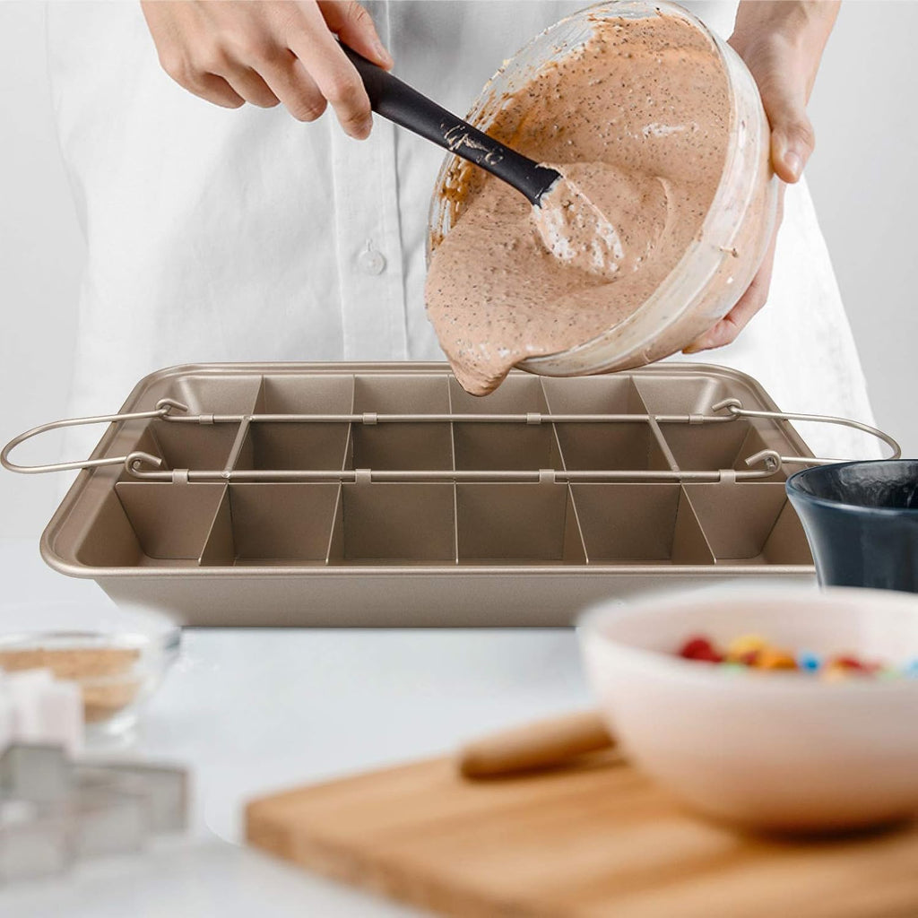 Brownie Pan with Dividers, Non-Stick Backing Pan
