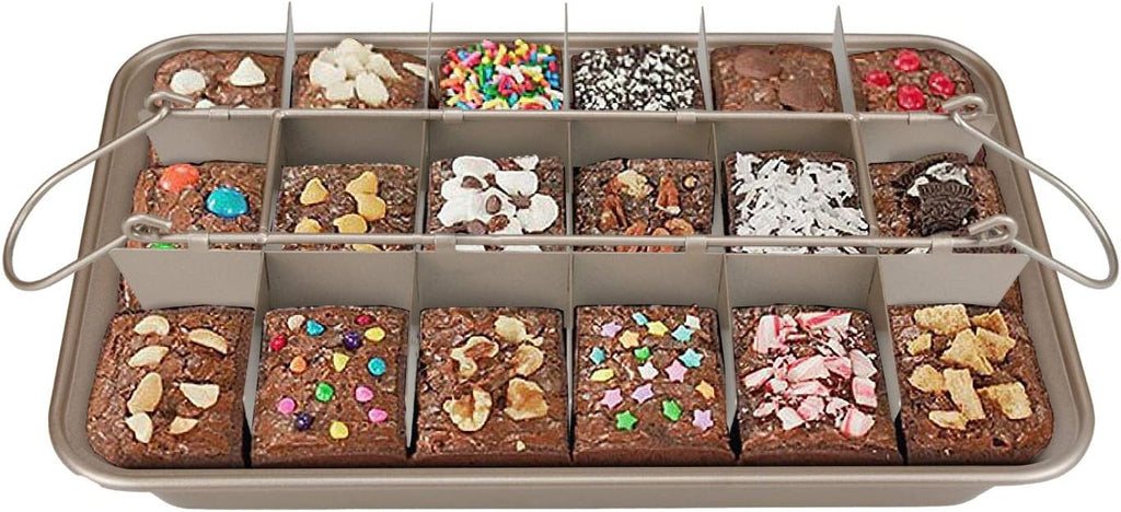 Brownie Pan with Dividers, Non-Stick Backing Pan